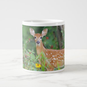 Cutest Baby Animals White Tailed Deer in Daisies Large Coffee Mug