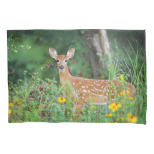 Cutest Baby Animals White Tailed Deer in Daisies Pillowcase