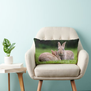 Cutest Baby Animals Wild Bunny Rabbits Lumbar Cushion