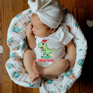 Cutest Baby Dragon with Santa Hat Baby Bodysuit