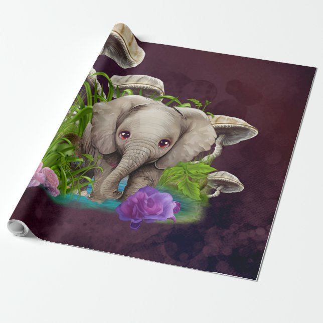 Cutest Baby Elephant  Wrapping Paper (Unrolled)