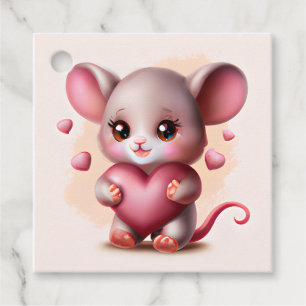 Cutest Baby Mouse with Valentine's Heart   Favour Tags