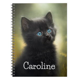 Cutest Black Kitten With Blue Eyes, Customisable Notebook