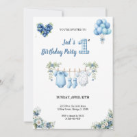 CUTEST BLUE BIRTHDAY PARTY Invitation