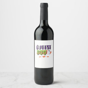 Cutest Boo Halloween Funny Casual Wine Label