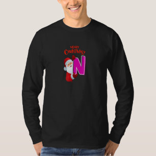 Cutest Capital Letter N Monogram Merry Christmas S T-Shirt