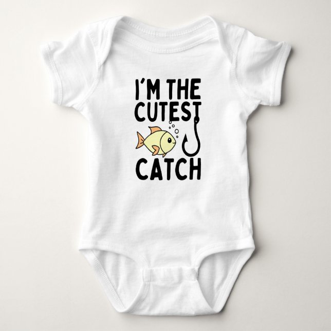 Cutest Catch Fishing  Baby Bodysuit (Front)