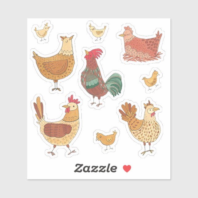 Cutest Chickens Chicks and Rooster  (Sheet)