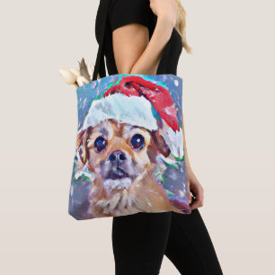 Cutest Christmas doggie ever! Tote Bag