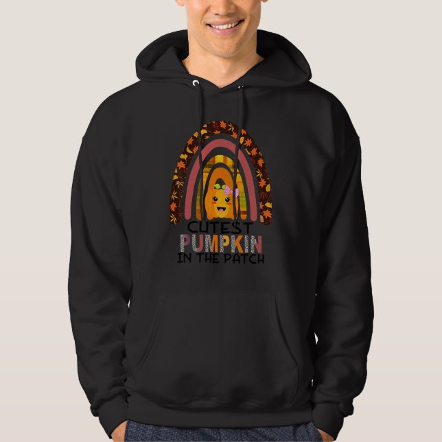 Cutest Coolest Pumpkin In The Patch Leopard Rainbo Hoodie (Front)