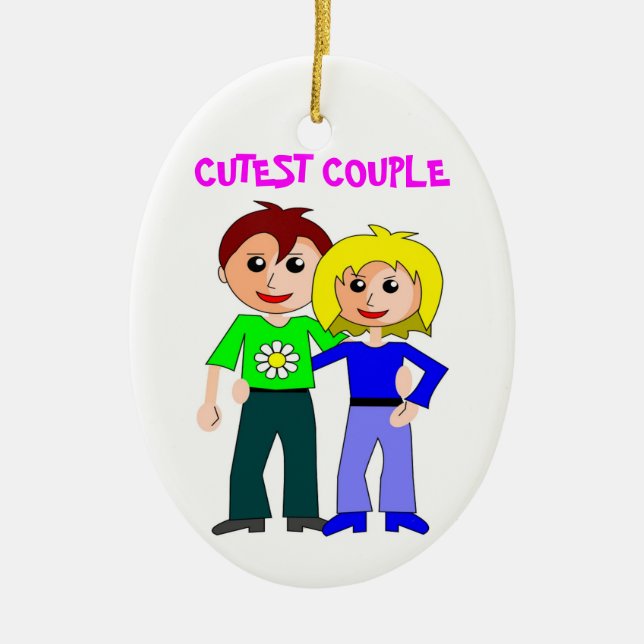 CUTEST COUPLE CERAMIC TREE DECORATION (Front)
