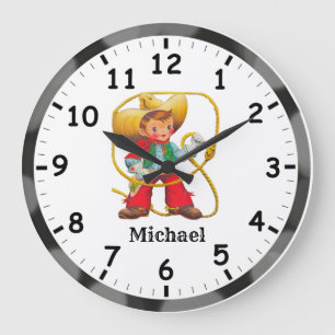 Cutest Cowboy Ever! Personalise Large Clock
