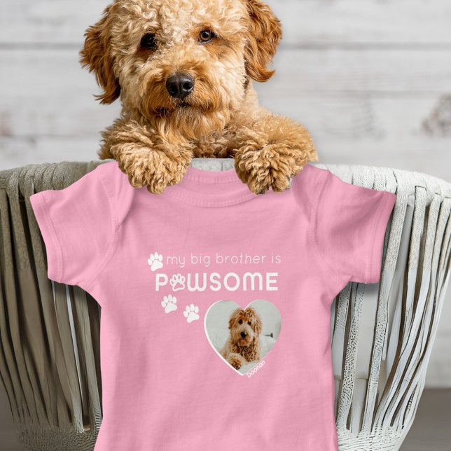 Cutest Dog Big Brother or Big Sister Custom Photo Baby Bodysuit (Custom photo bodysuit for a baby with a dog big sister or dog big brother who is pawsome)