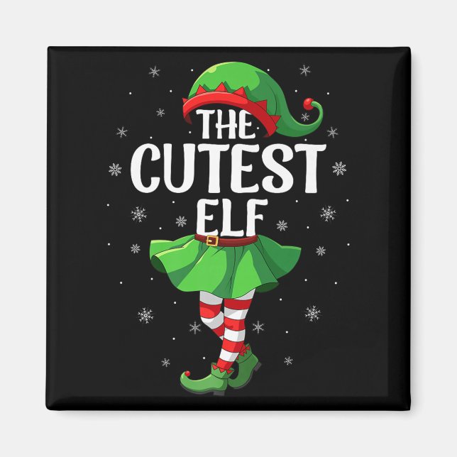 Cutest Elf Christmas Girls Women Elf Squad Xmas Fa Magnet (Front)