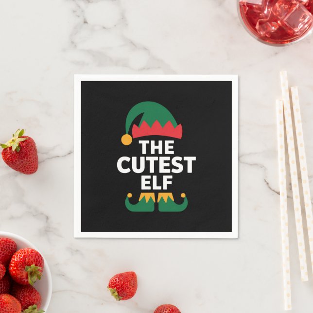 Cutest Elf Matching Family Christmas  Napkin (Insitu)