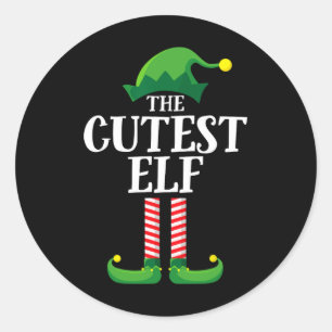 Cutest Elf Matching Family Group Christmas Party E Classic Round Sticker