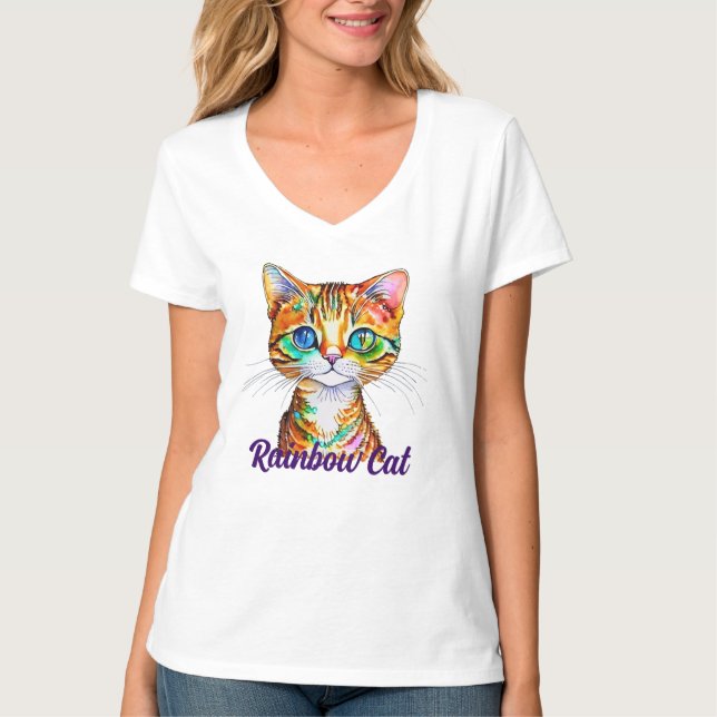 Cutest Ever Colourful Tabby Kitty T-Shirt (Front)