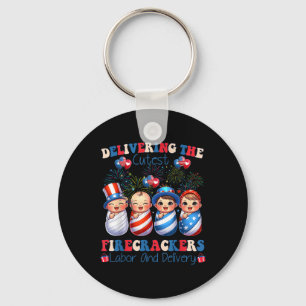 Cutest Firecrackers Labour Delivery 4th Of July Key Ring
