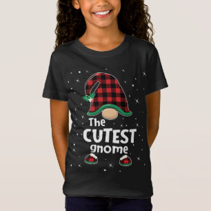 Cutest Gnome Buffalo Plaid Matching Christmas Paja T-Shirt