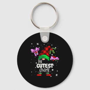 Cutest Gnome Red Buffalo Plaid Matching Family Chr Key Ring