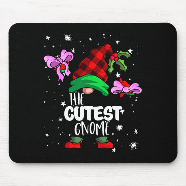 Cutest Gnome Red Buffalo Plaid Matching Family Chr Mouse Pad (Front)