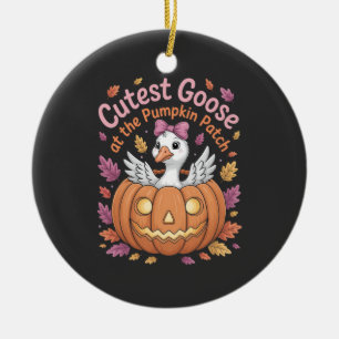 Cutest Goose at the Pumpkin Patch Thanksgiving Ceramic Tree Decoration