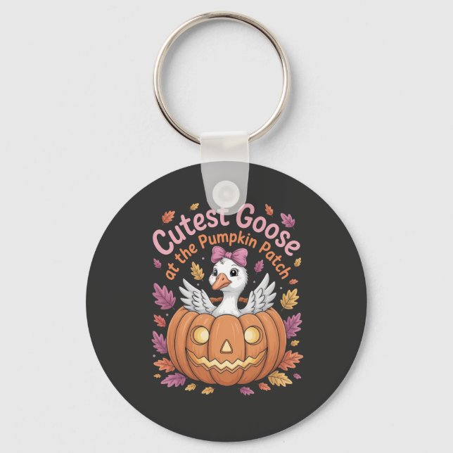 Cutest Goose at the Pumpkin Patch Thanksgiving   Key Ring (Front)