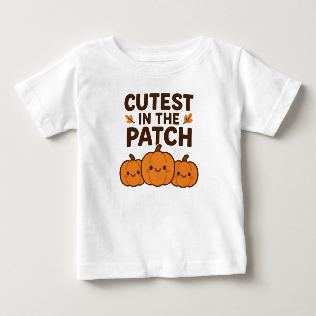 Cutest in the Patch – Pumpkin Fall Kids T-Shirt (Front)