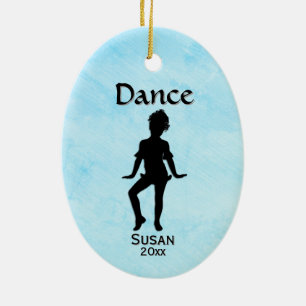 Cutest Little Dancer Blue-Green Name / Date Ceramic Tree Decoration