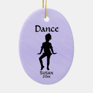 Cutest Little Dancer Lavender Name / Date Ceramic Tree Decoration
