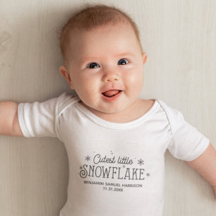 Cutest little snowflake baby's first christmas baby bodysuit