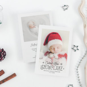 Cutest little snowflake photo birth announcement