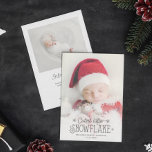 Cutest little snowflake photo birth announcement<br><div class="desc">Spread the news of your latest addition to your family with this Christmas and winter-themed holiday birth announcement card. Easily customise the front of the card with your baby's name and date of birth, and with one of your favourite newborn pictures with a lovely dark grey overlay script that reads...</div>