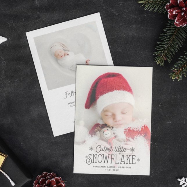 Cutest little snowflake photo birth announcement (Creator Uploaded)