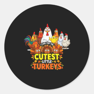 Cutest Little Turkeys Funny Thanksgiving Teacher D Classic Round Sticker