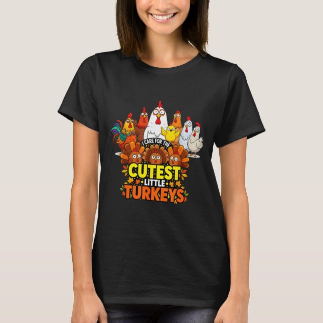 Cutest Little Turkeys Funny Thanksgiving Teacher D T-Shirt (Front)