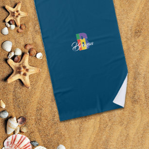 Cutest luxury colourful letter name B ocean blue Beach Towel