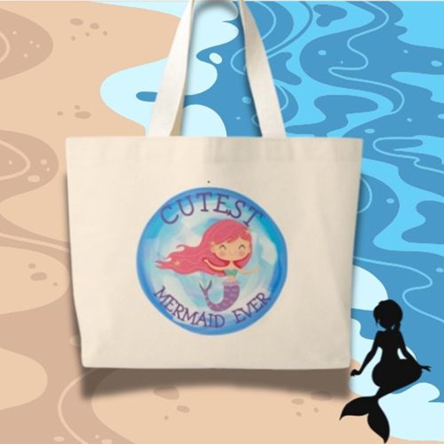 Cutest Mermaid Ever  tote Bag (Magical Mermaid Birthday Gifts for Your Little Girl)