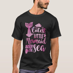 Cutest Mermaid Sea  Girls Kids Black Pink Galaxy T-Shirt