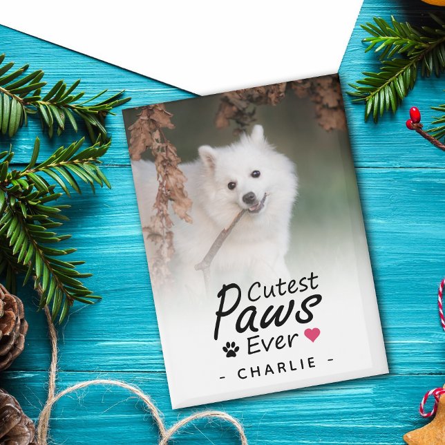 Cutest Paws Ever Modern Pet Dog Mum Photo Keepsake Magnet (Creator Uploaded)