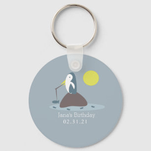 Cutest Penguin Fishing Birthday Party Key Ring