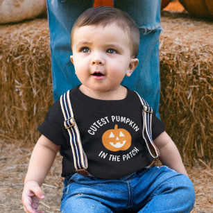 Cutest Pumpkin in the Patch Black Orange Halloween Toddler T-Shirt