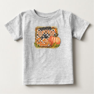 Cutest Pumpkin In The Patch Fall Plaid And Leopard Baby T-Shirt
