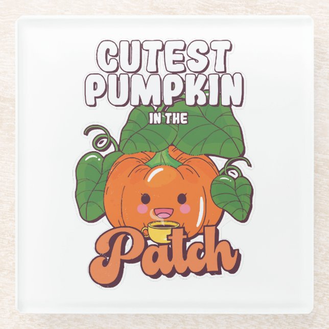 cutest pumpkin in the patch glass coaster (Front)