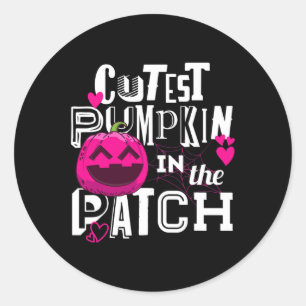 Cutest Pumpkin In The Patch Halloween Cute Girls B Classic Round Sticker