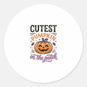 Cutest Pumpkin In The Patch Halloween Shirt Design Classic Round Sticker