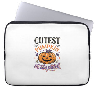 Cutest Pumpkin In The Patch Halloween Shirt Design Laptop Sleeve