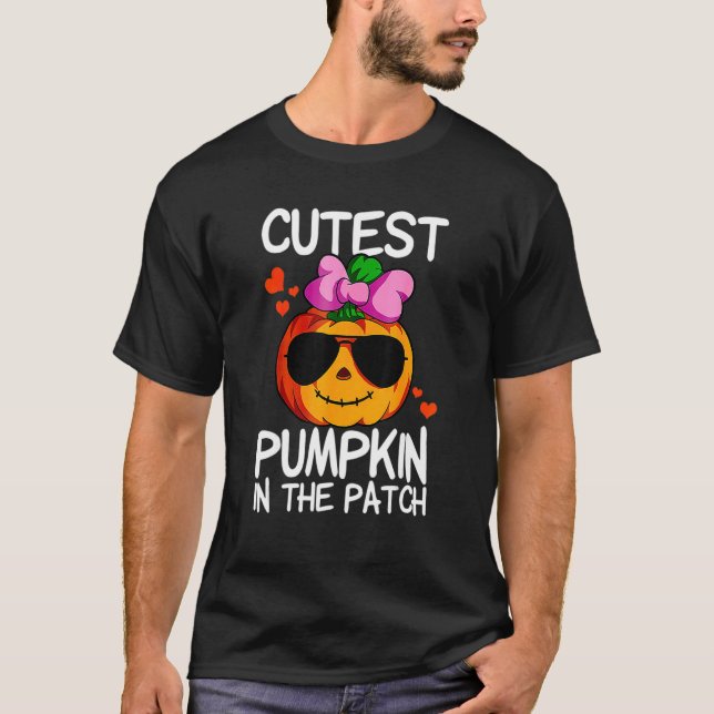 Cutest Pumpkin In The Patch Kids Girls Halloween P T-Shirt (Front)