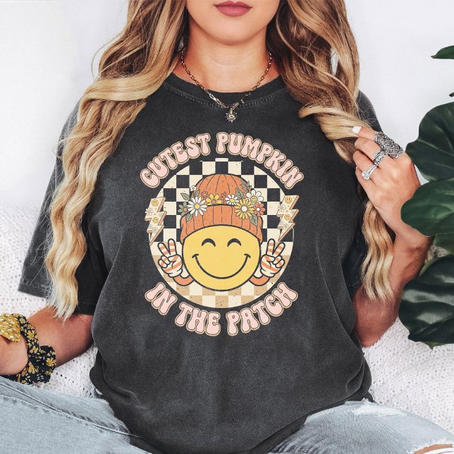 Cutest Pumpkin Patch Groovy Smiley Peace Fall T-Shirt (Creator Uploaded)