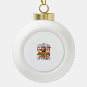 Cutest Pumpkins Halloween Teacher Glasses Books_1 Ceramic Ball Christmas Ornament
